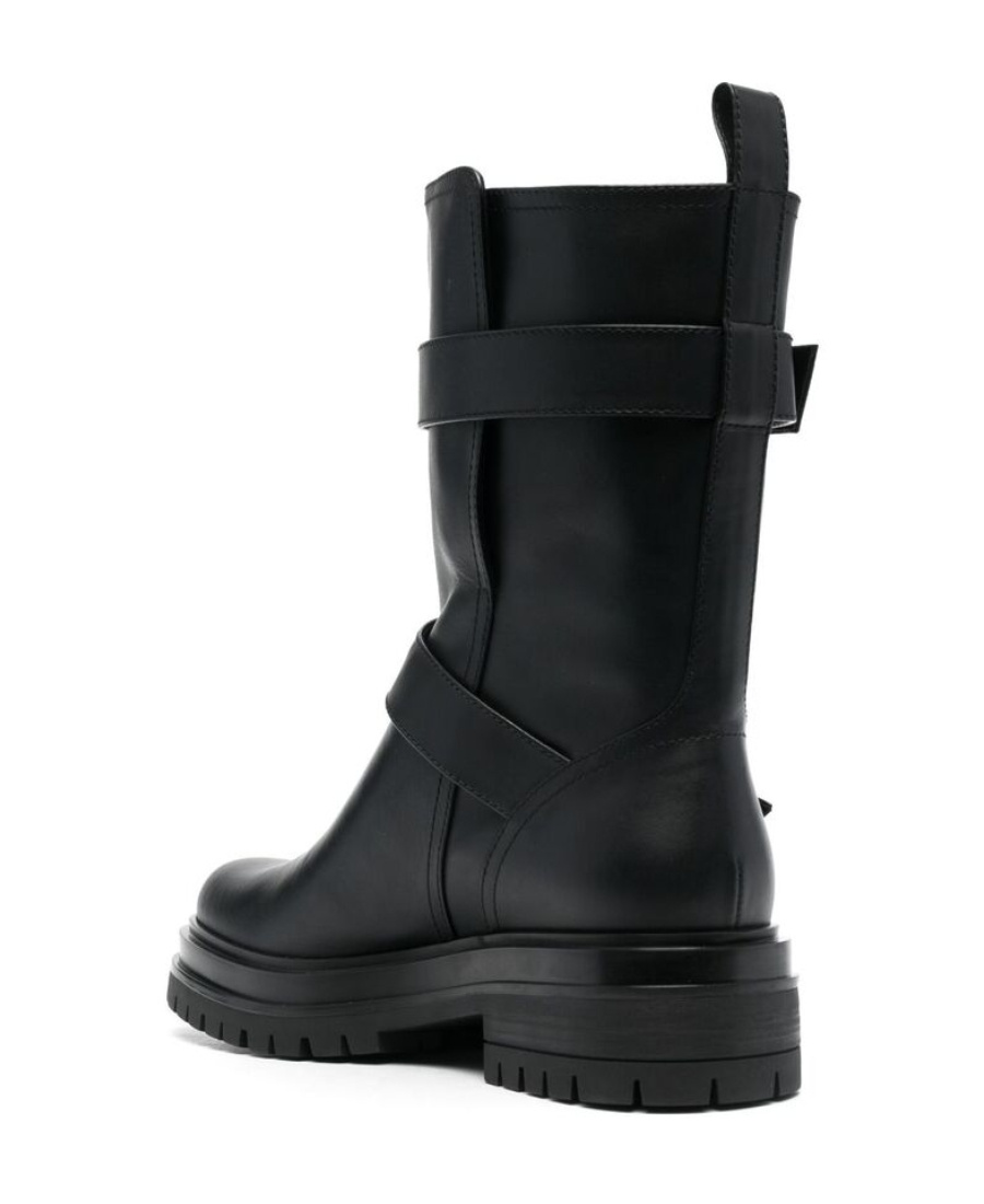 Gianvito Rossi Thiago Black Leather Mid-height Boots In Black