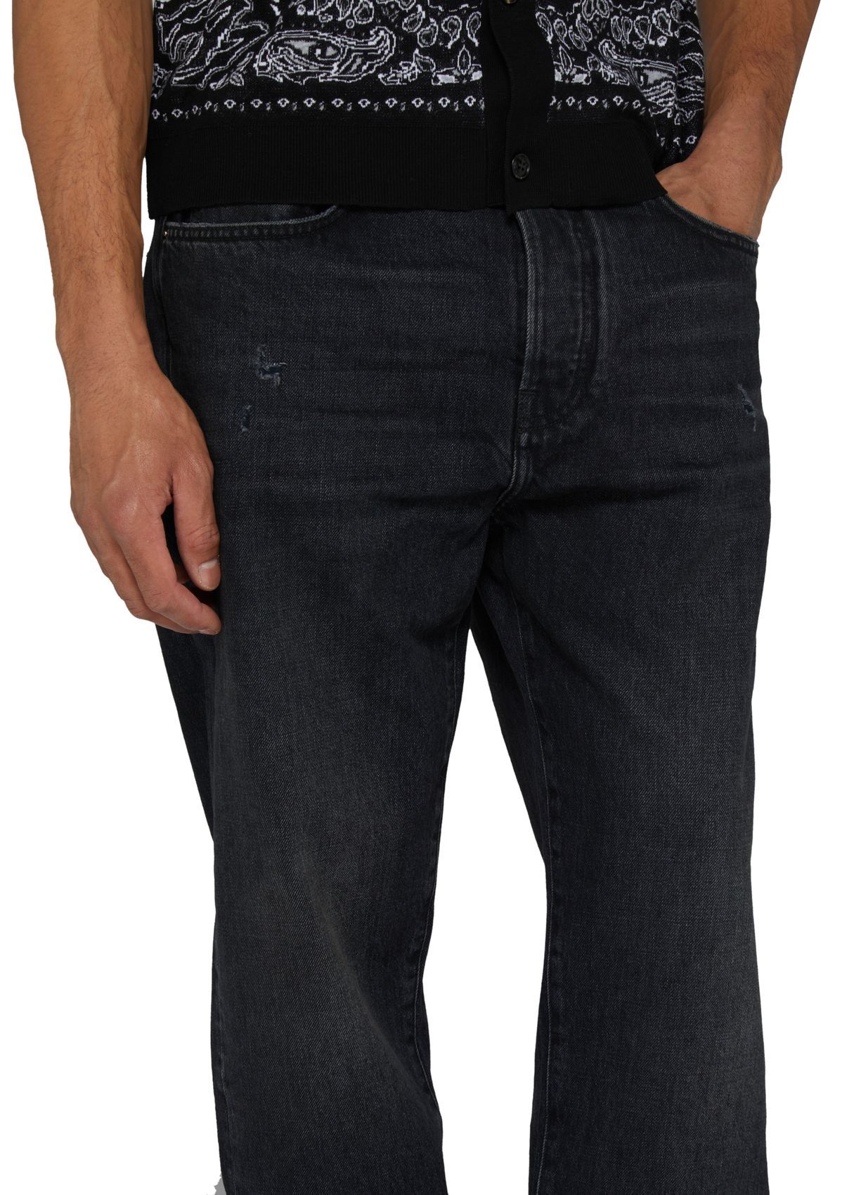 Amiri Straight Cut Loose Jeans In Black
