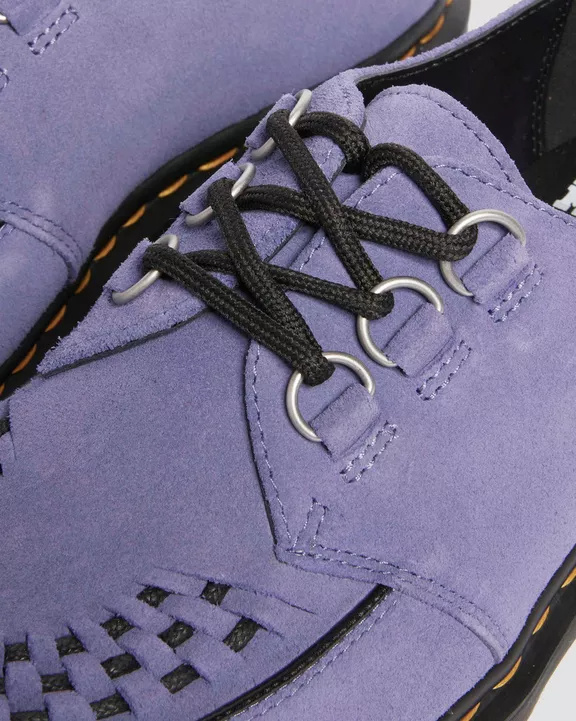 Dr. Martens Purple Ramsey Woven Suede Creepers In Twilight Purple