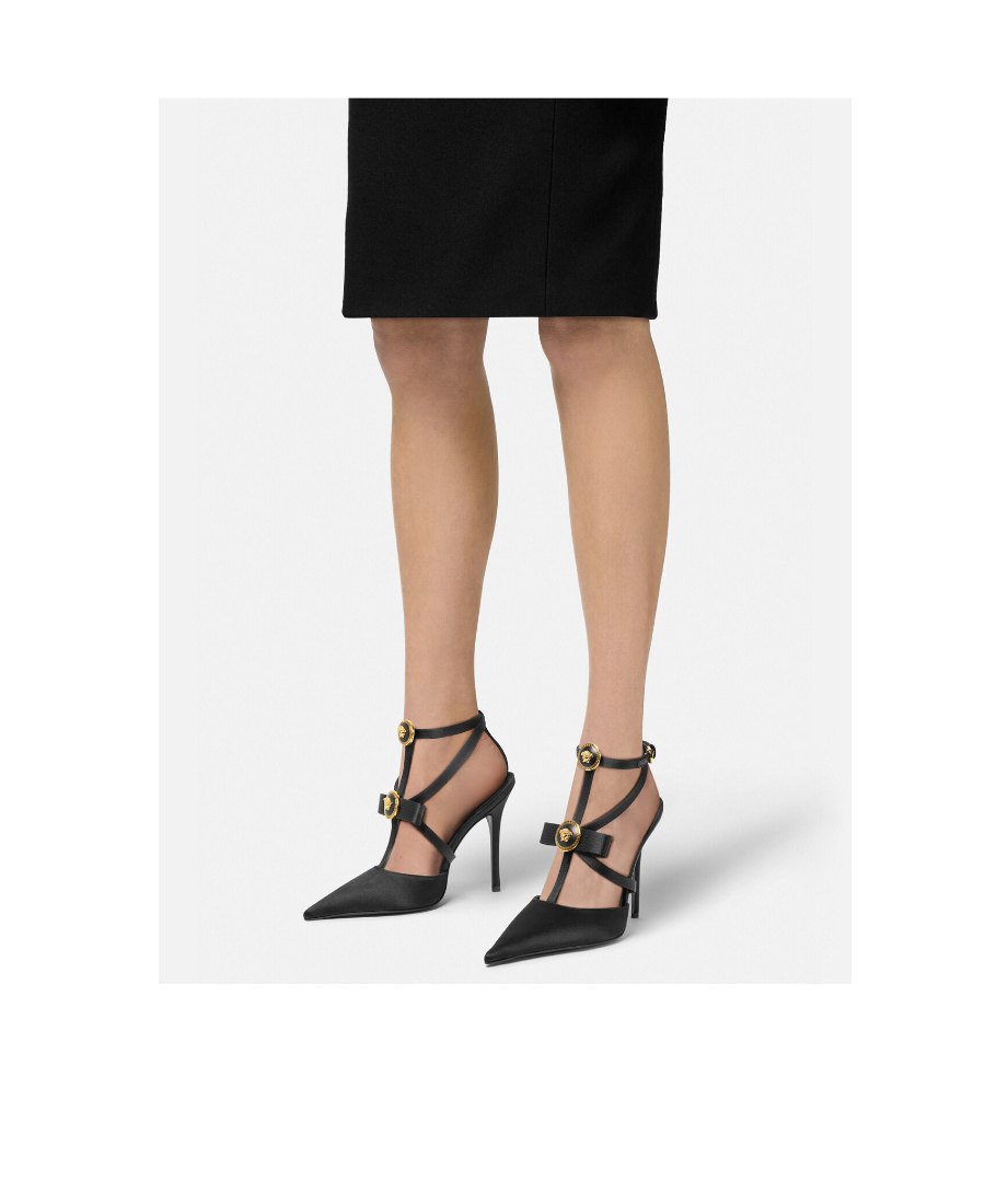 Versace Gianni Ribbon Cage 110mm Pumps In Black