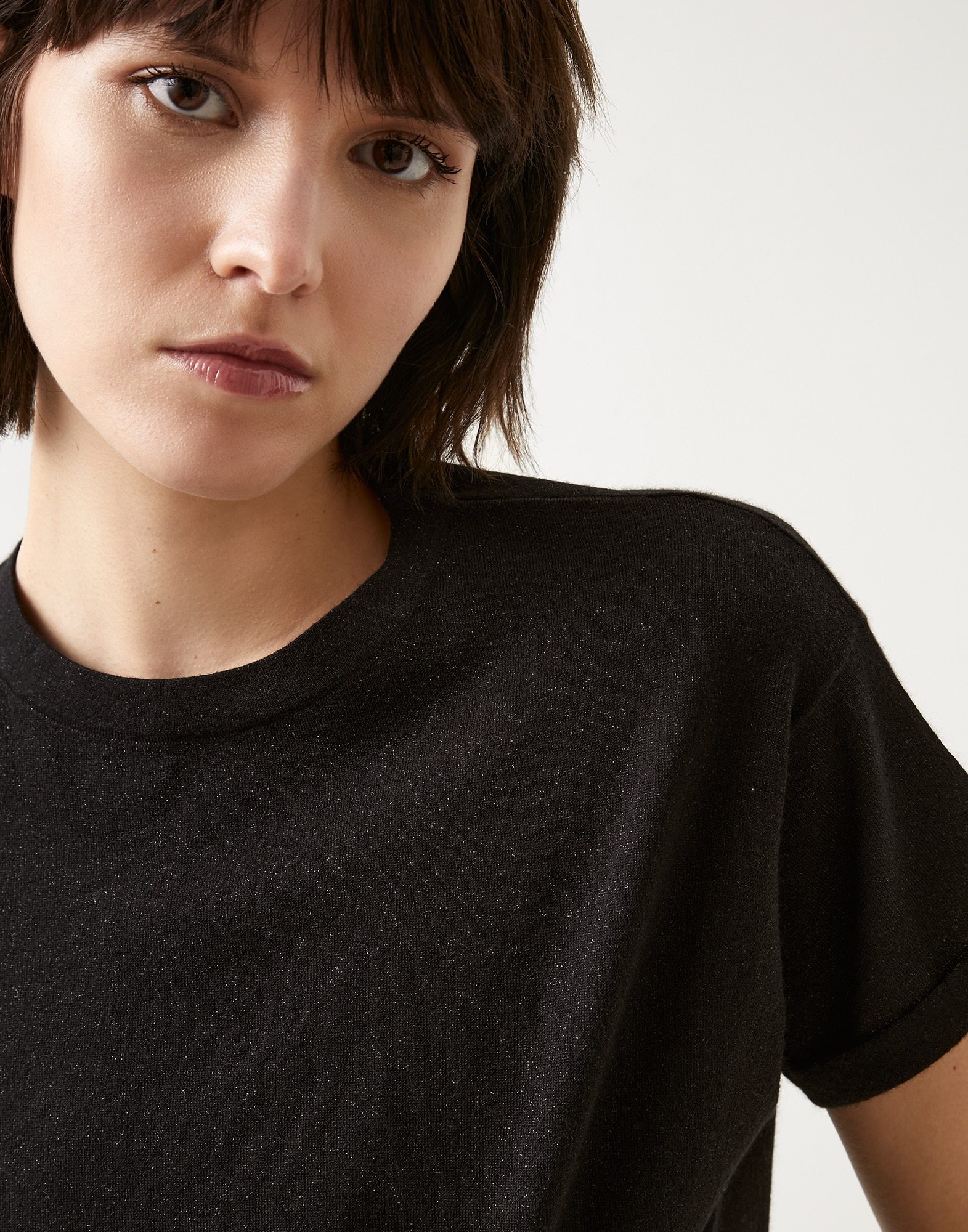 Brunello Cucinelli Plain Knitted T-shirt In Black