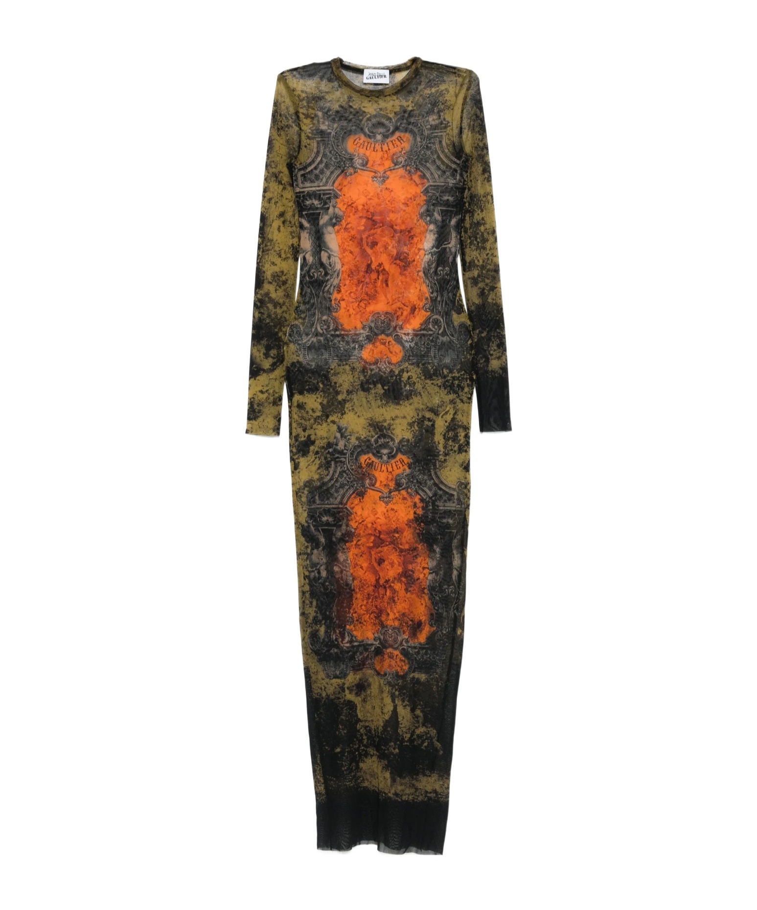 Jean Paul Gaultier Graphic Print Full-length Dress With Long Sleeves In Green