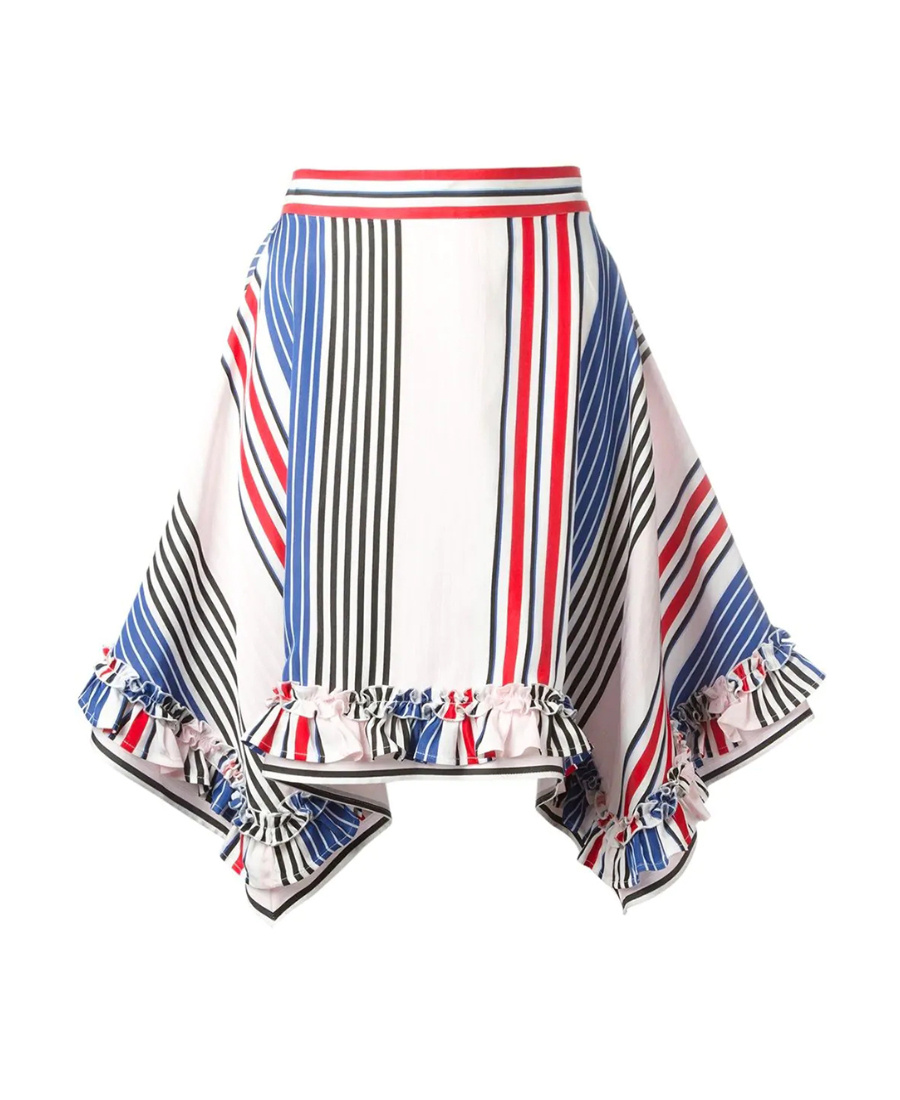 Msgm Sharp-angled Striped Skirt In White