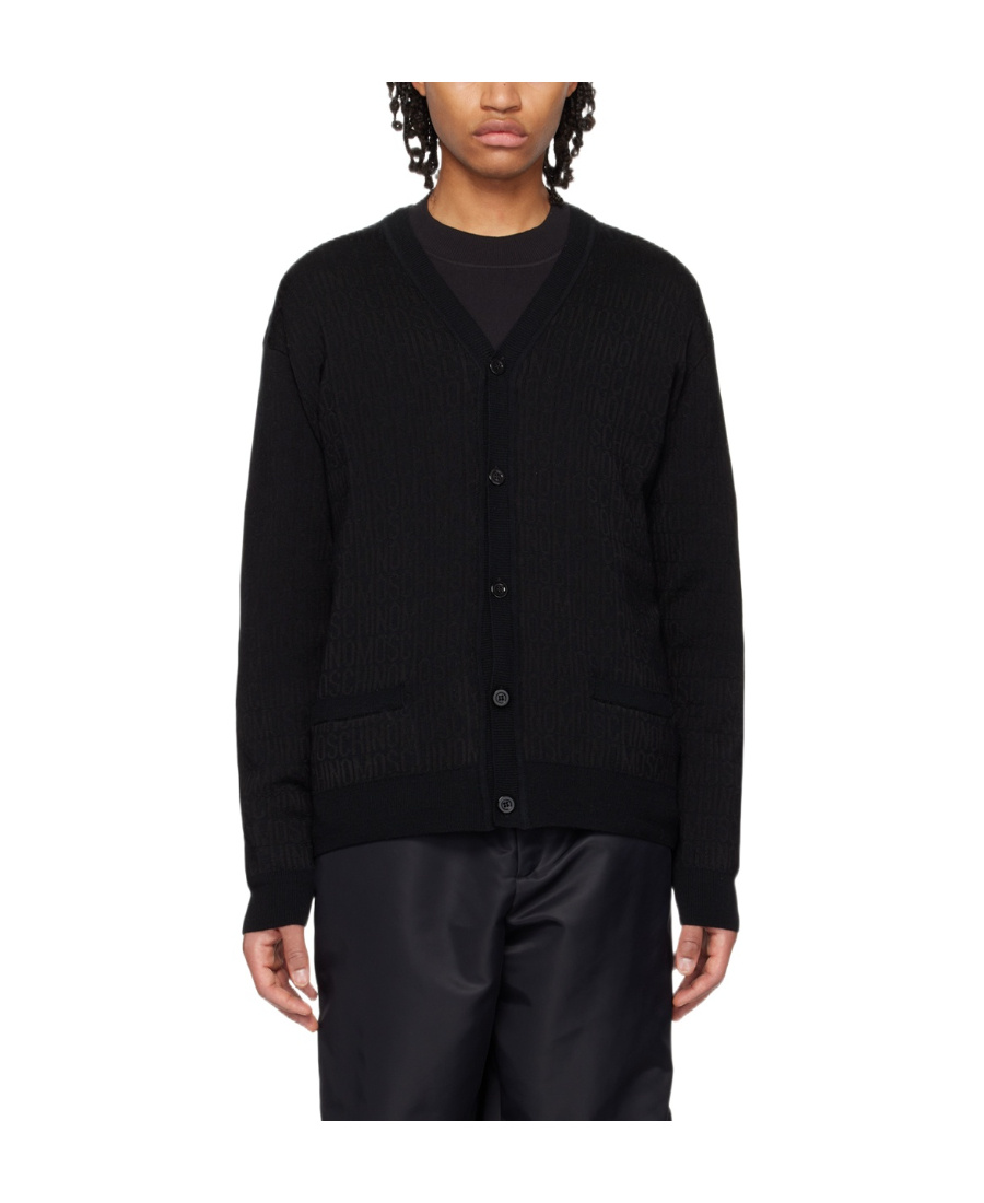 Moschino Button-up Virgin Wool Cardigan In Black
