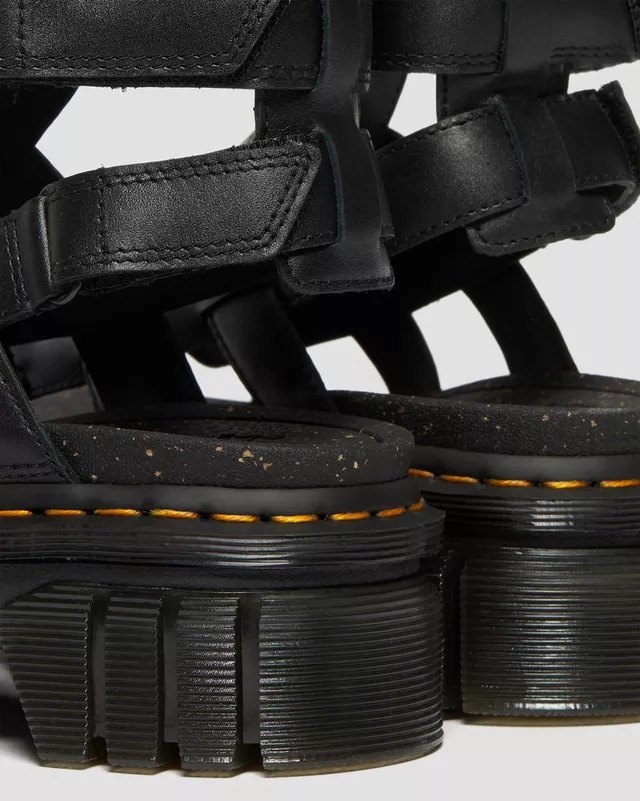 Dr. Martens' Ricki Nappa Lux Leather Platform Gladiator Sandals In Black