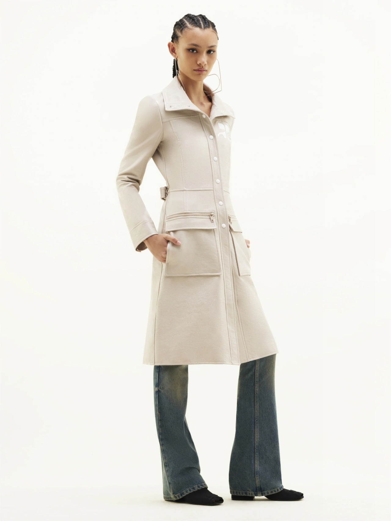 Shop Courrèges Logo-patch Trench Coat