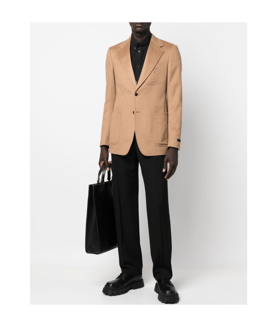 Prada Fitted Single-breasted Blazer In Camel Brown