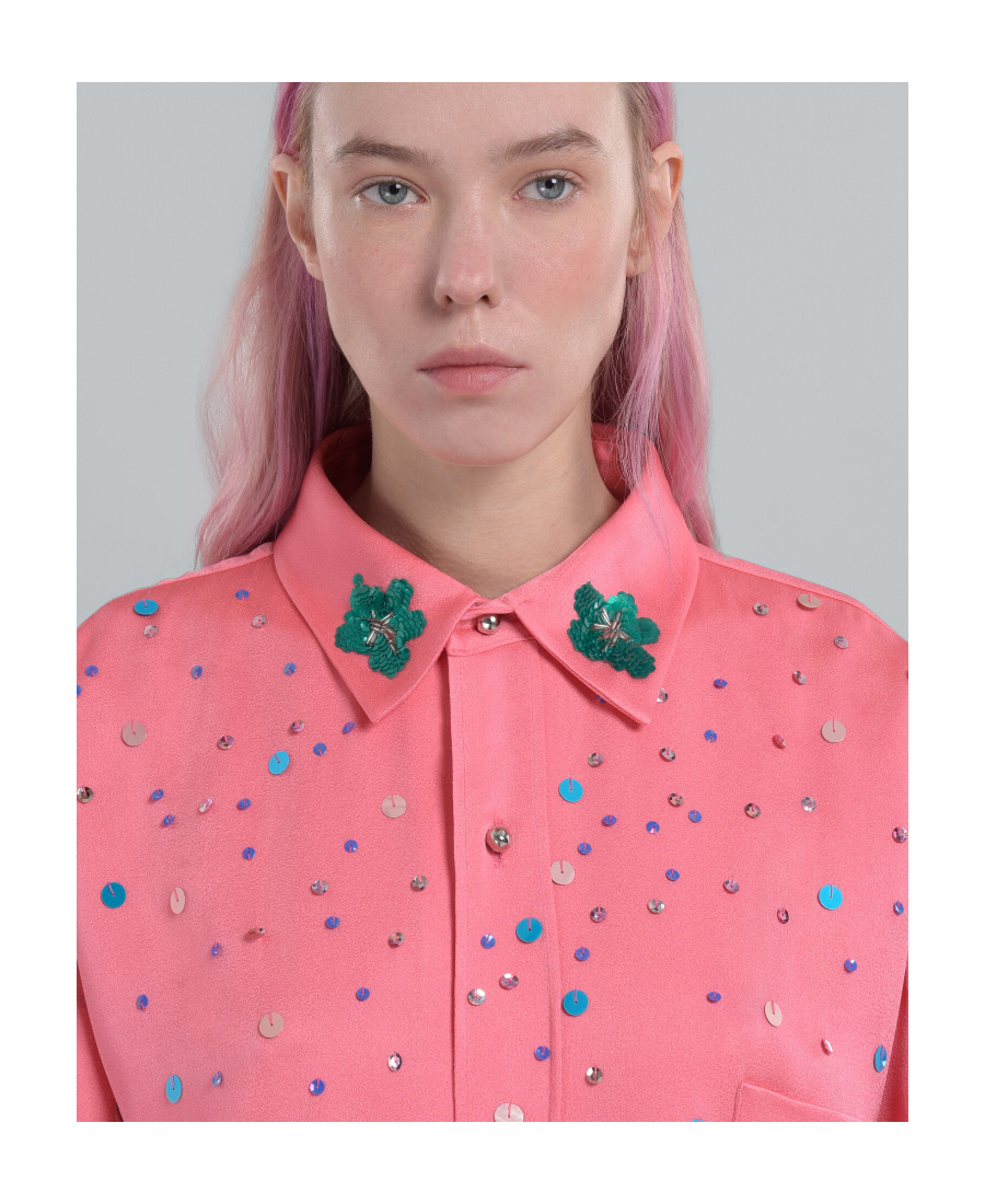 Marni Sequin-embellished Oversized Shirt In Pink