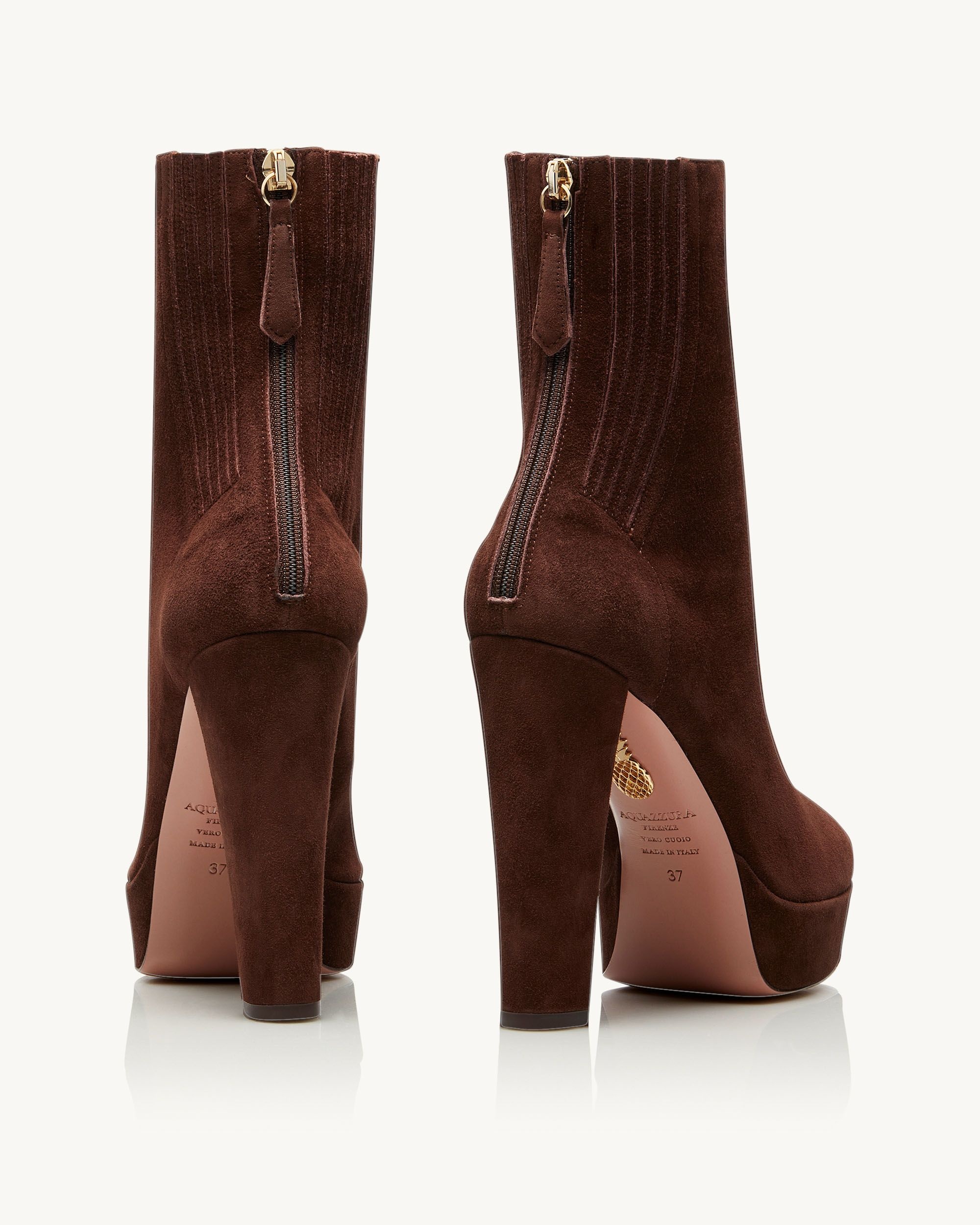 Aquazzura Saint Honore 120 Platform Suede Boots In Brown