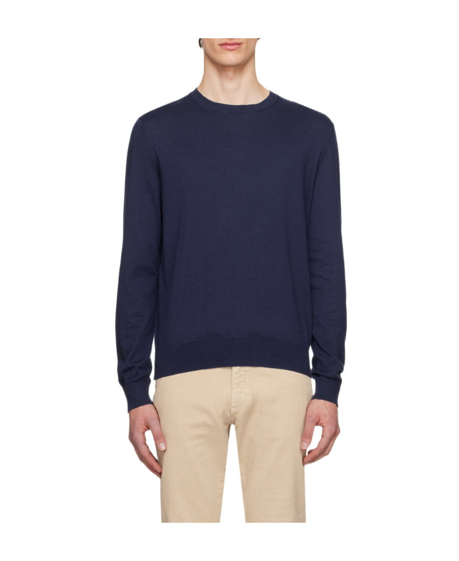 Zegna Fine-knit Cotton Jumper In Blue