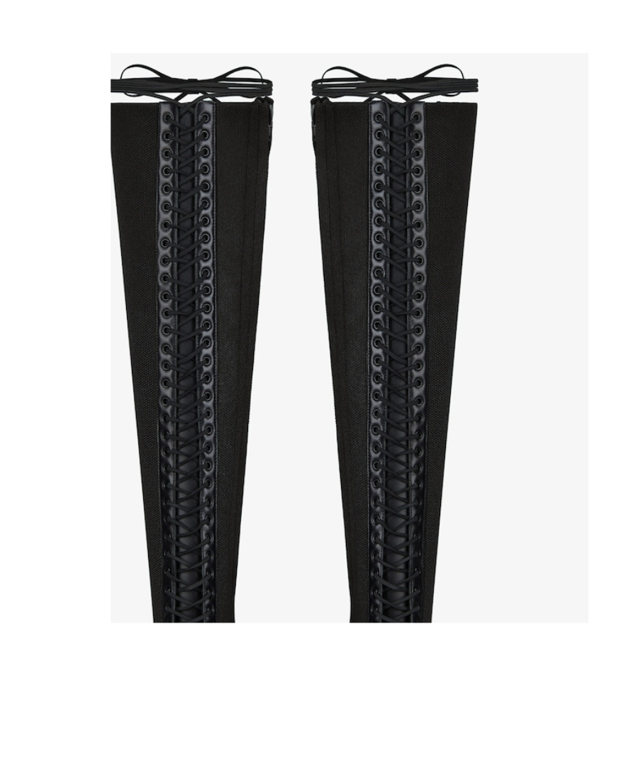 Givenchy Knee-high 70mm Lace-up Leather Boots In Black