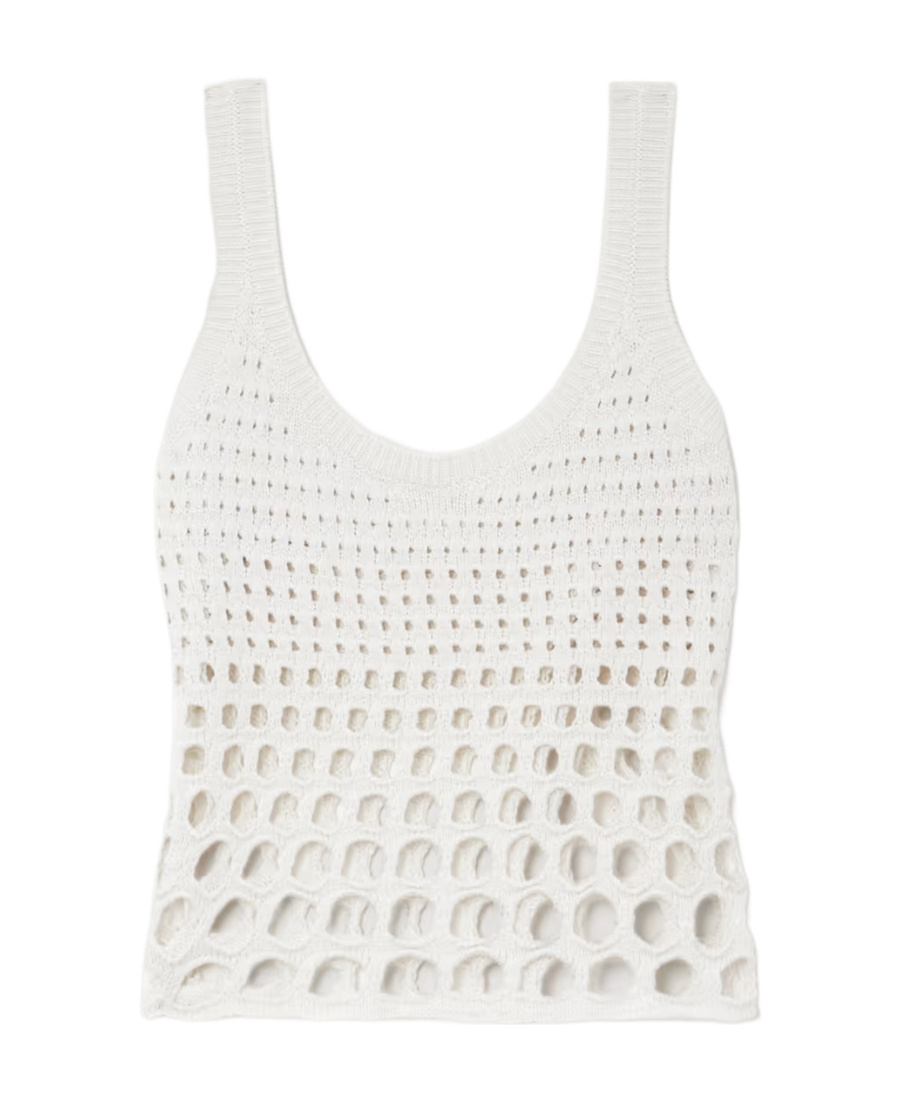 Chloé Open-knit Silk Tank Top In White