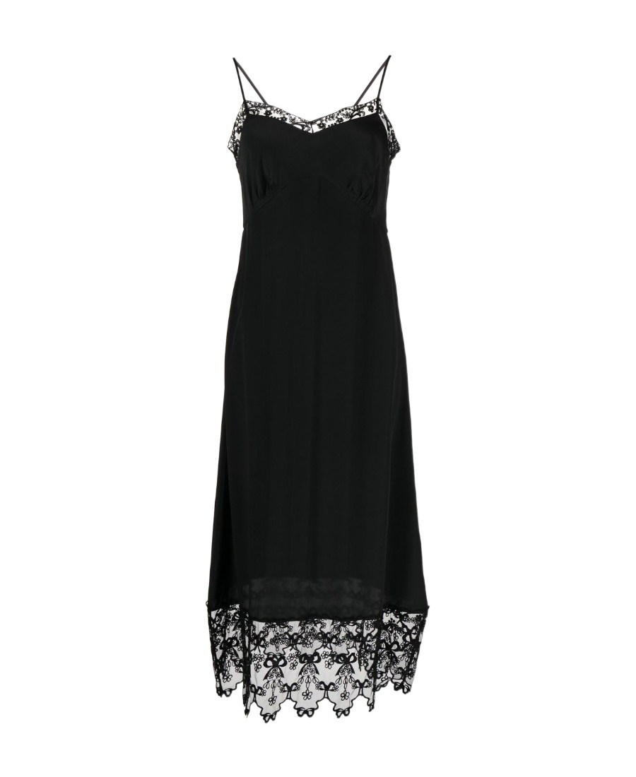 Simone Rocha Floral-jacquard Silk-satin Midi Slip Dress In Black