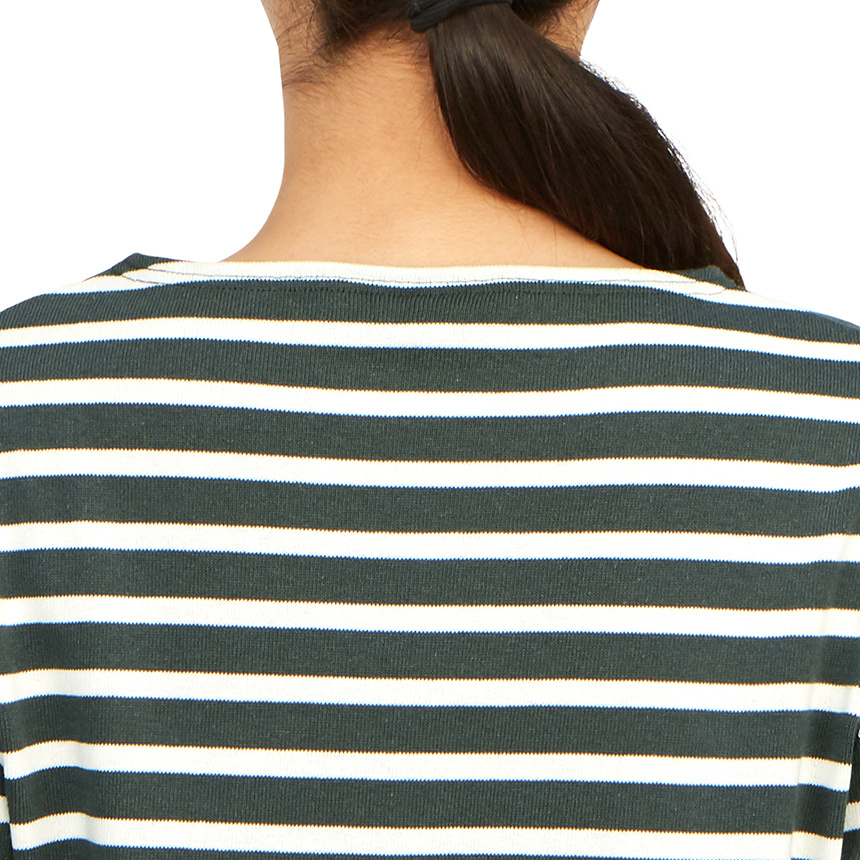 Saint James Striped Logo T-shirt In Black