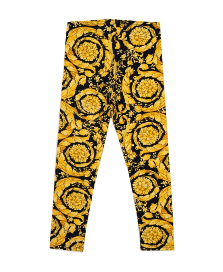 Versace Baroque-pattern Print Leggings In Multicolor