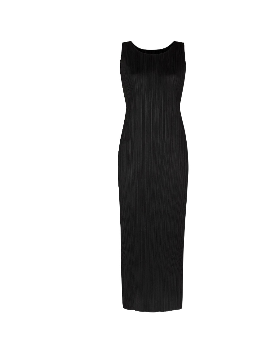 Issey Miyake Sleeveless Midi Dress In Black