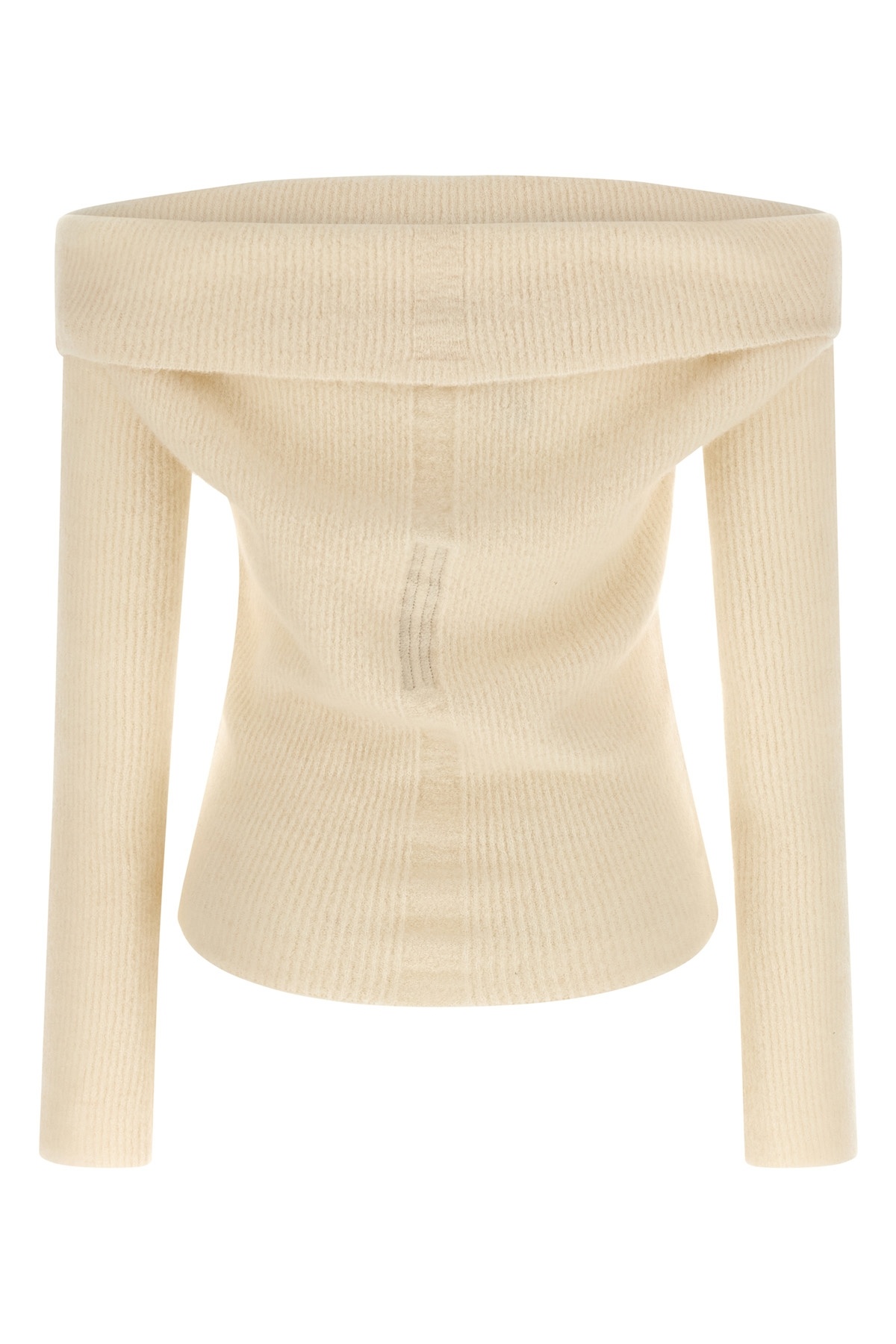 Rick Owens Long Sleeve Off Shoulder Knit Sweater In Neutral
