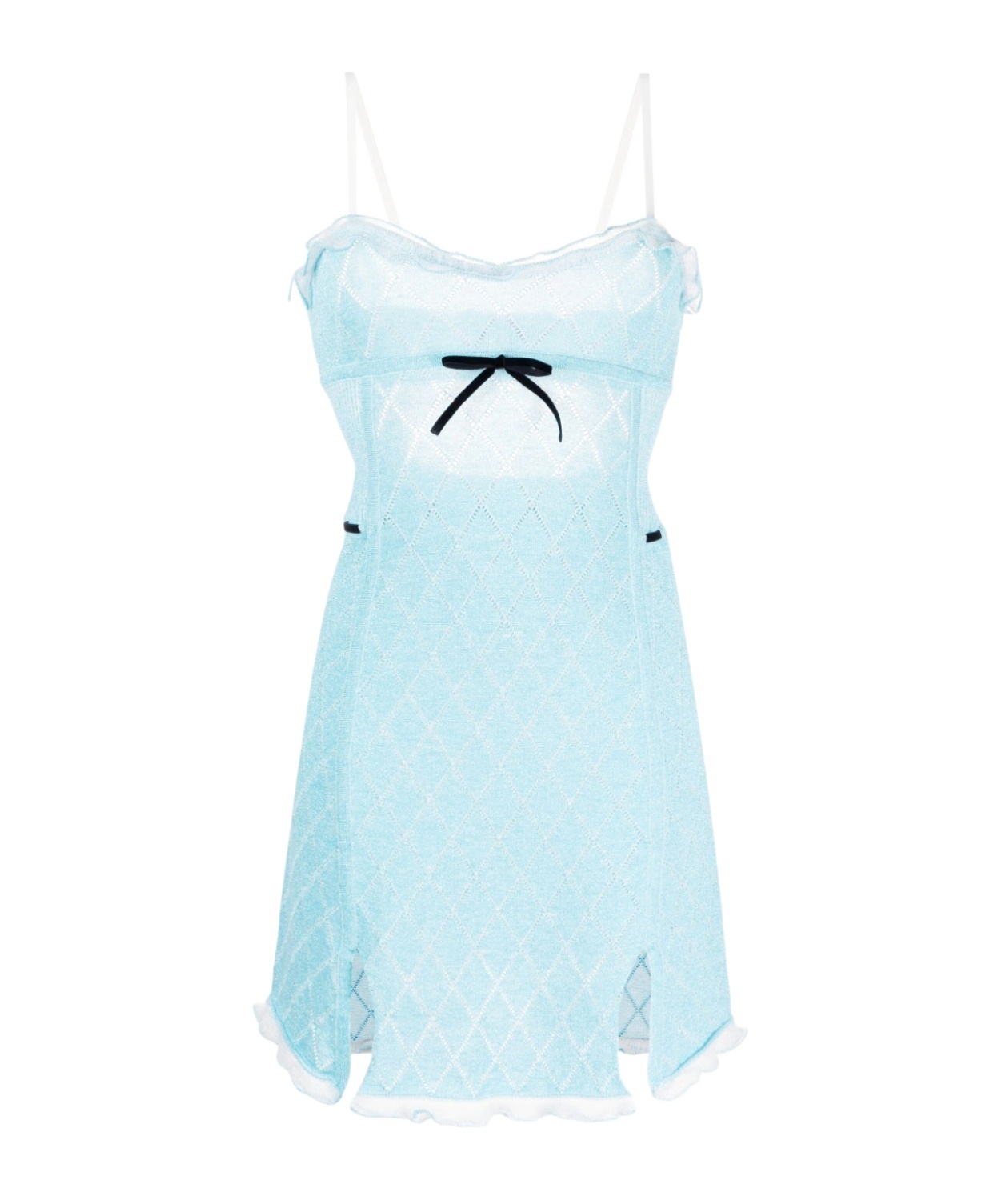 Shop Cormio Bora Bow Detailed Mini Dress In Blue