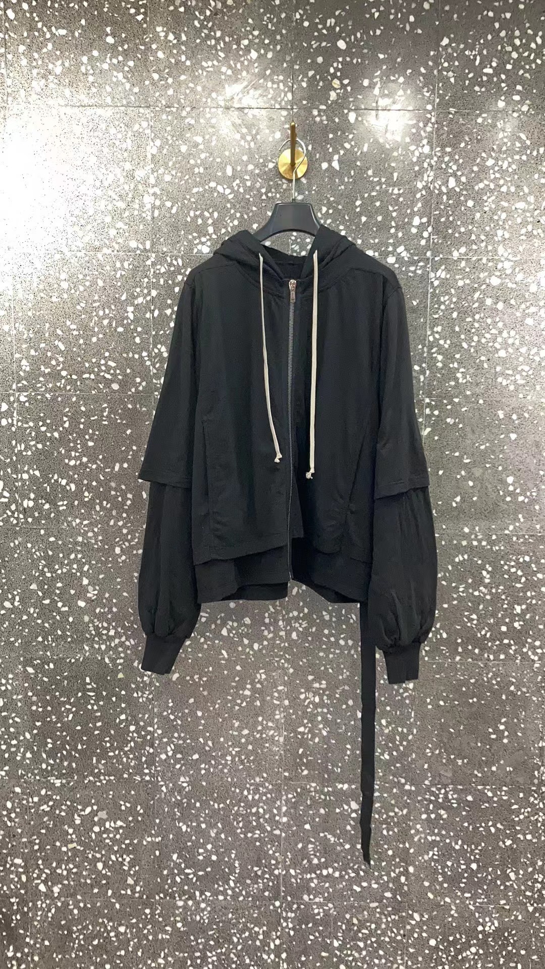 Rick Owens Drkshdw Layered Hooded Jacket In Black