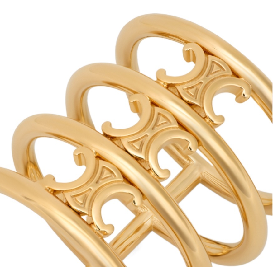 Celine Triomphe Cage Ring In Yellow