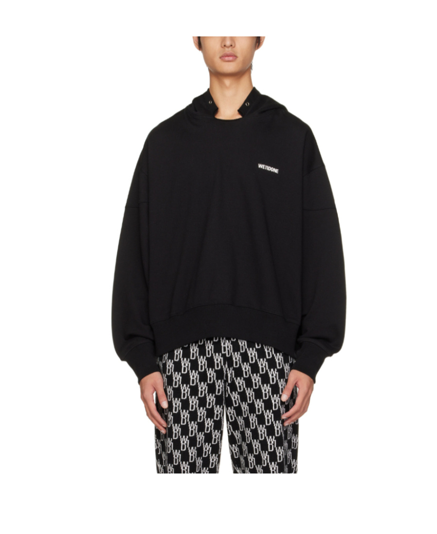 We11 Done Logo Hooded Sweater In Black