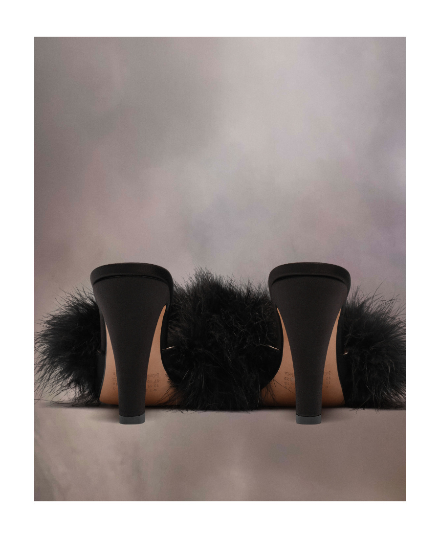 Maison Margiela 90mm Feather-embellished Mules In Black