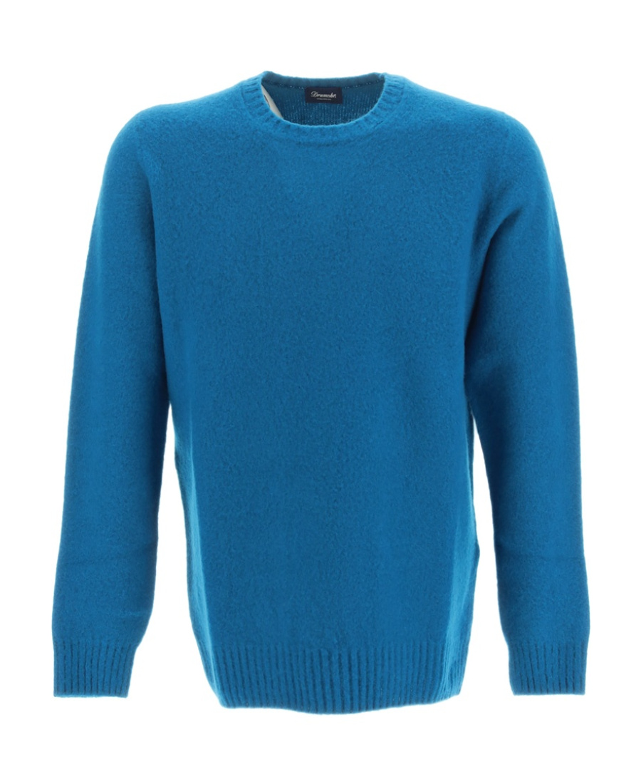 Drumohr Brushed-effect Crew-neck Wool Jumper In Blue