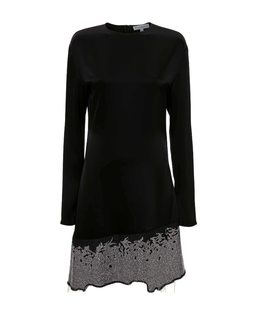 Jw Anderson J.w. Anderson Glitter-embellished Satin Minidress In Black