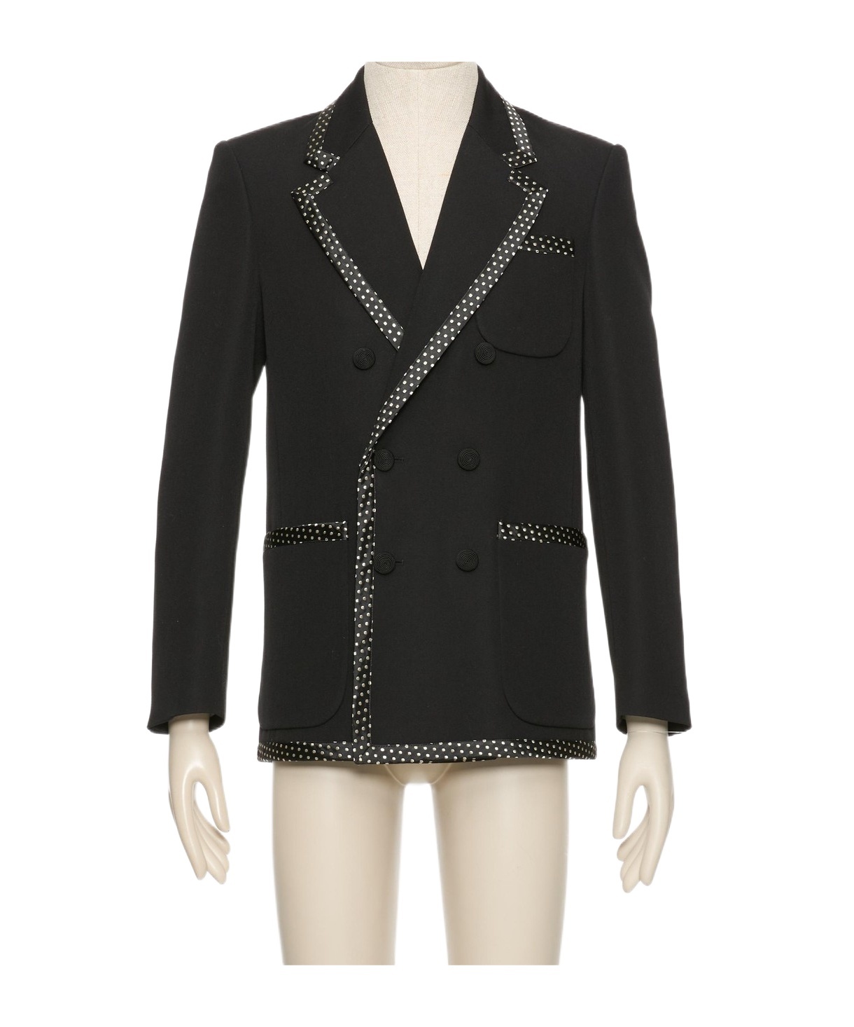 Valentino Polka-dot Trim Double-breasted Jacket In Black