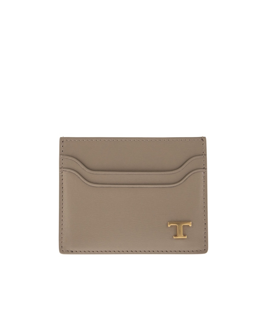 Tod's Leather Card Holder With Logo In Brown