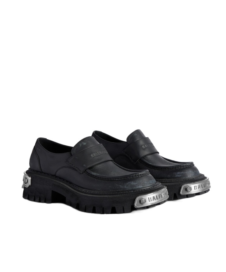 Balenciaga 50mm Tractor Leather Loafers In Black