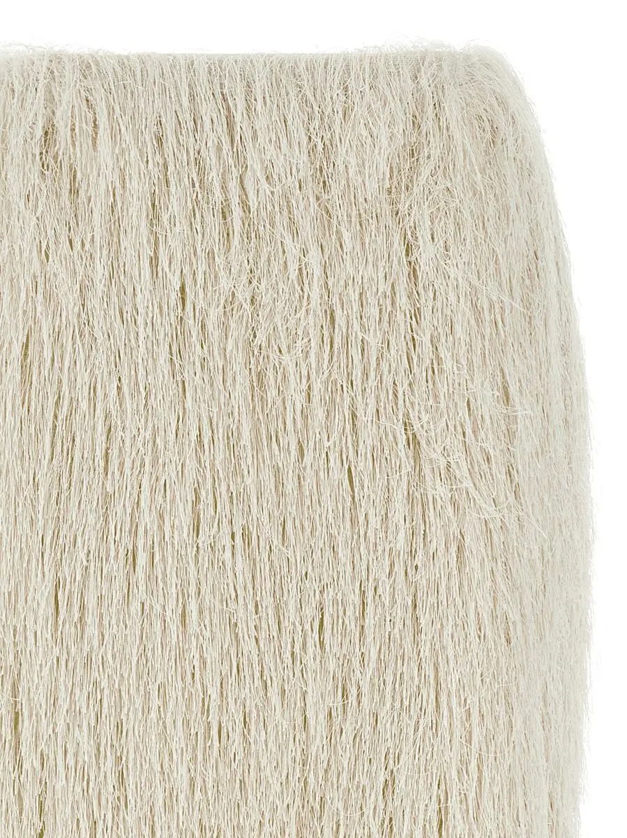 Dries Van Noten Fringe Textured Finish Skirt In White