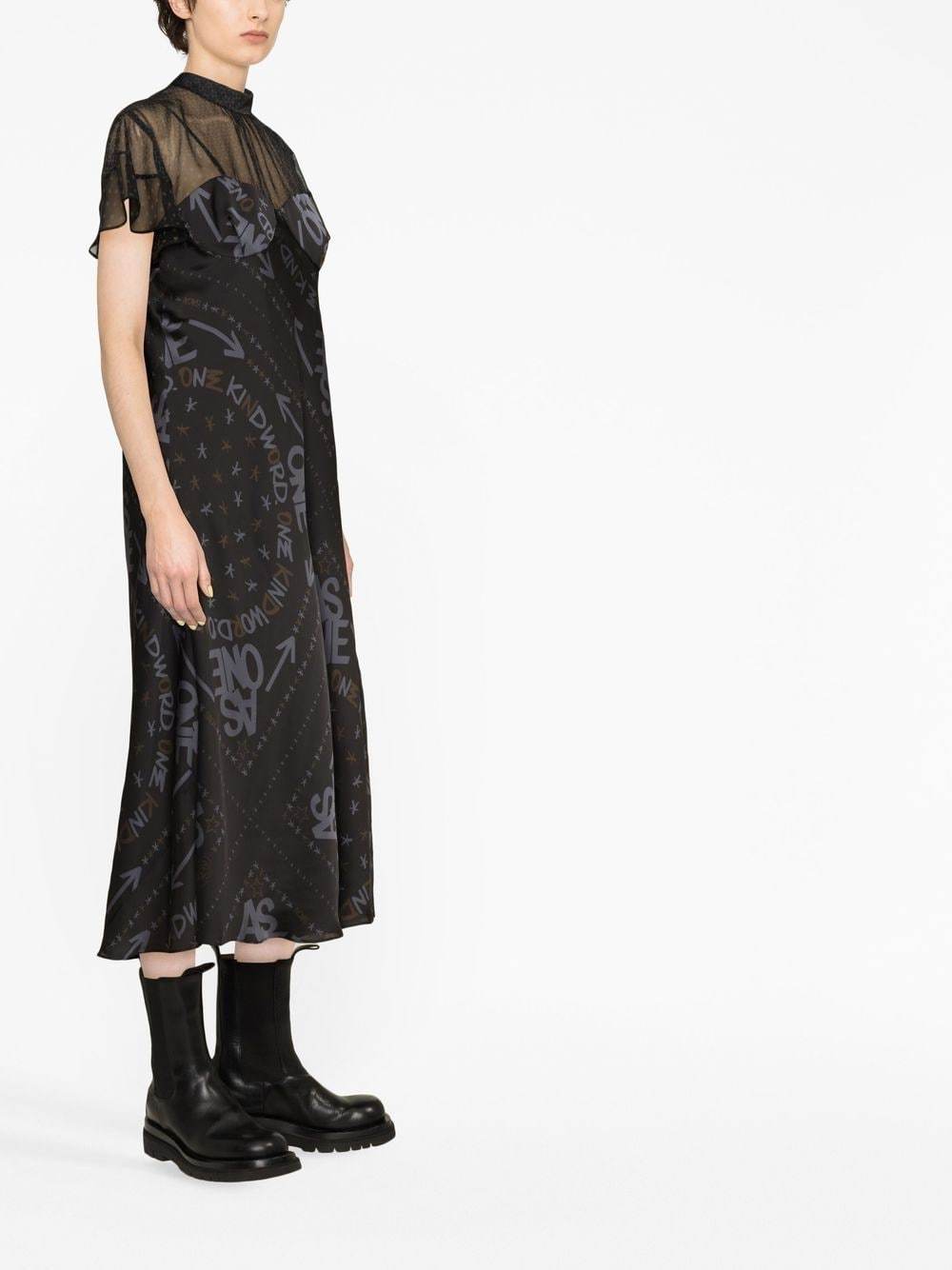 Sacai X Eric Haze Logo Print Dress In Black