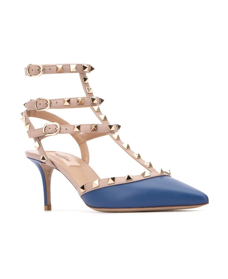 Valentino Pointed Riveted High Heels In Nude