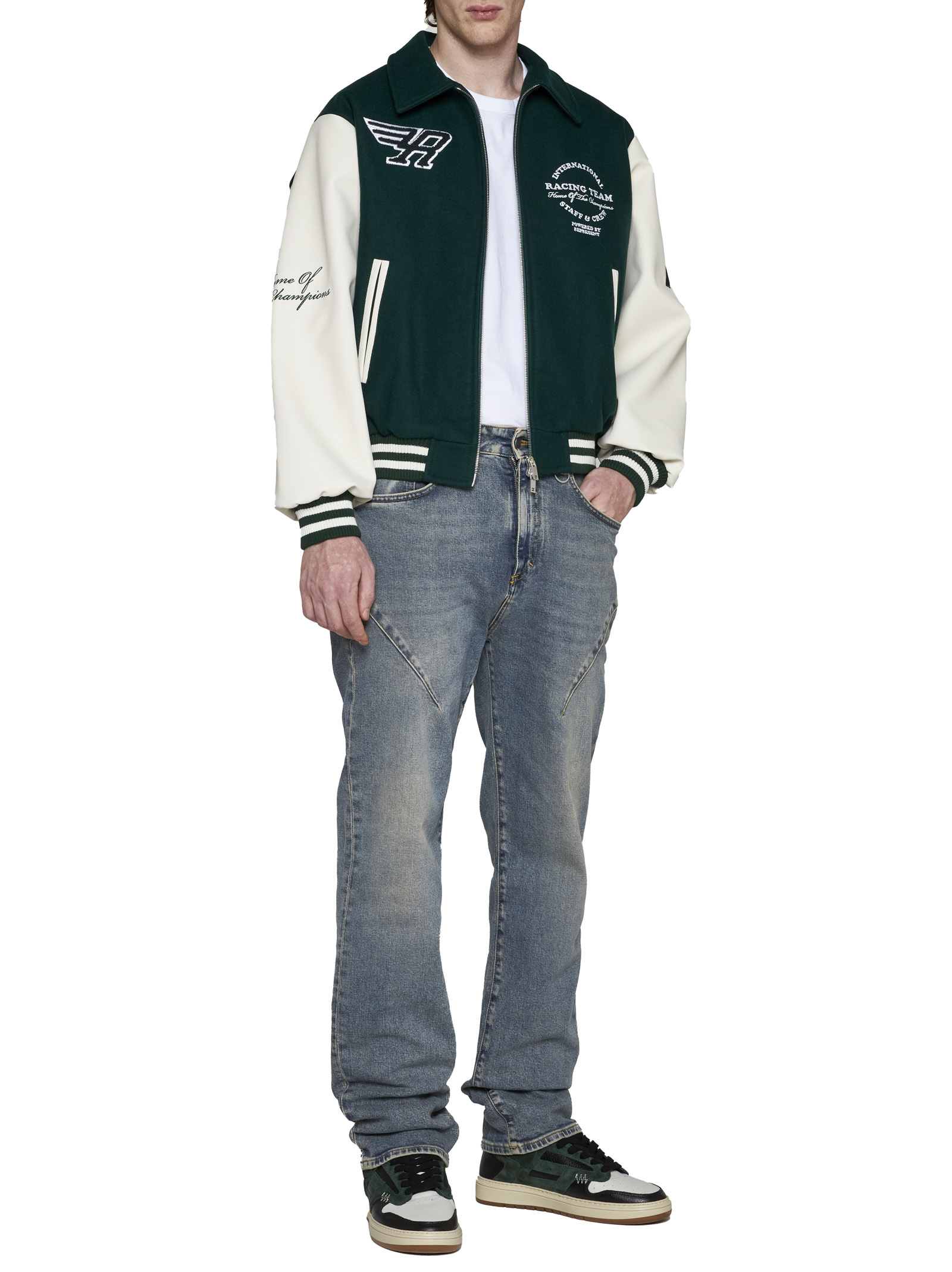 Represent Panelled Bomber Jacket In Green