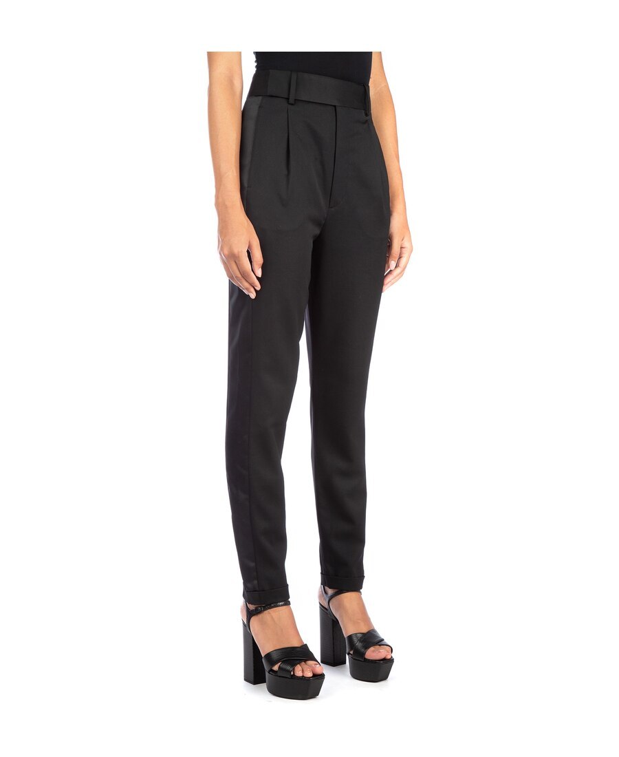 Saint Laurent High-waisted Tailored Trousers In Black
