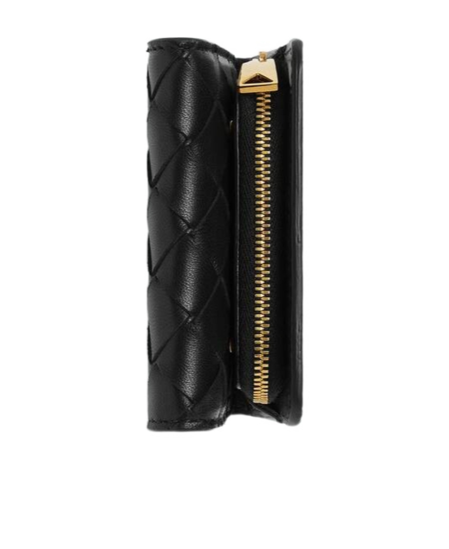 Bottega Veneta Intrecciato Trifold Wallet In Black
