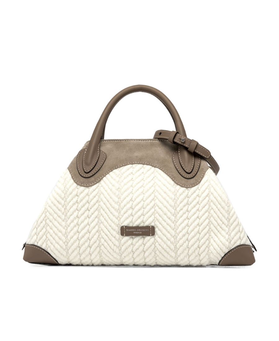 Gianni Chiarini Judy Bowling Bag In Jacquard In White