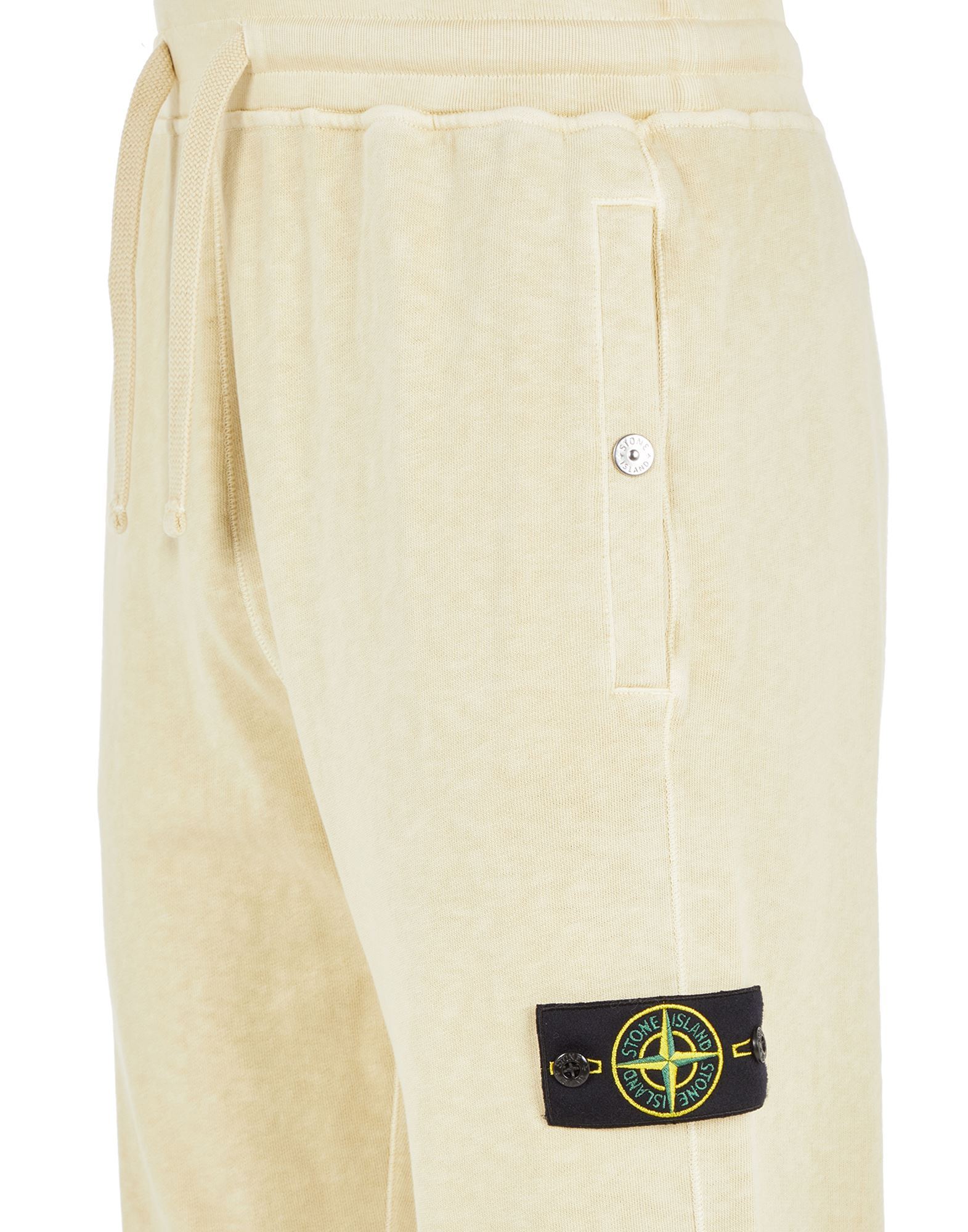 Stone Island Fleece Trousers Beige Cotton In Nude