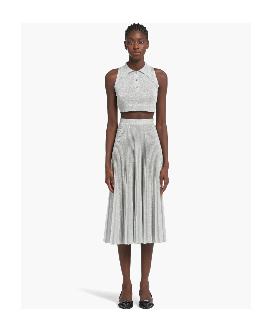 Prada Lurex Knit Crop Top In White