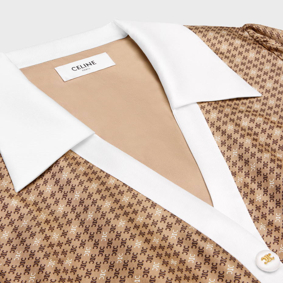 Celine Long-sleeved Shirt Dress In Nude