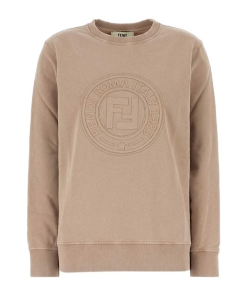 Fendi Felpa Oversize In Cotone Cappuccino Donna In Nude