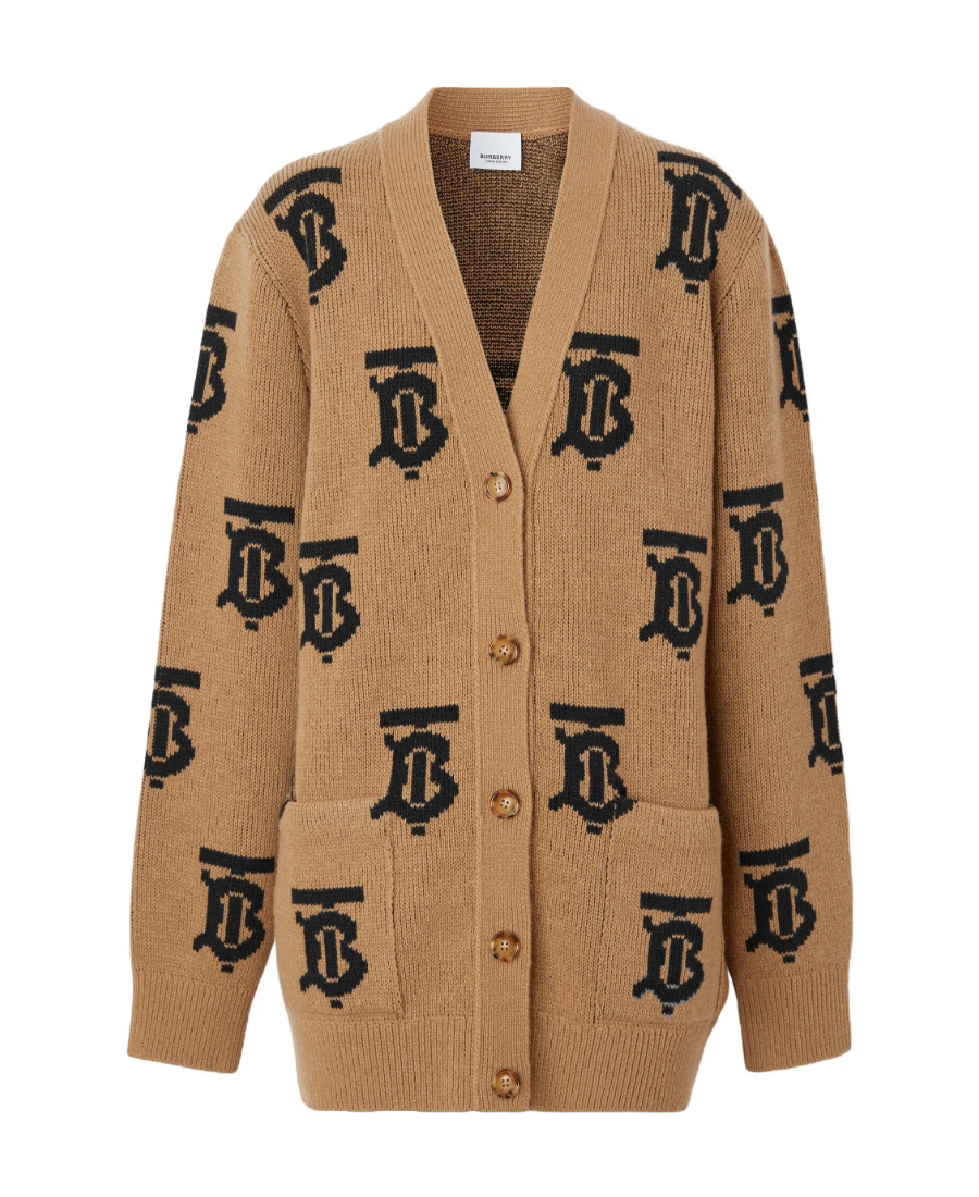 Burberry Monogram Intarsia-knit Cardigan In Brown