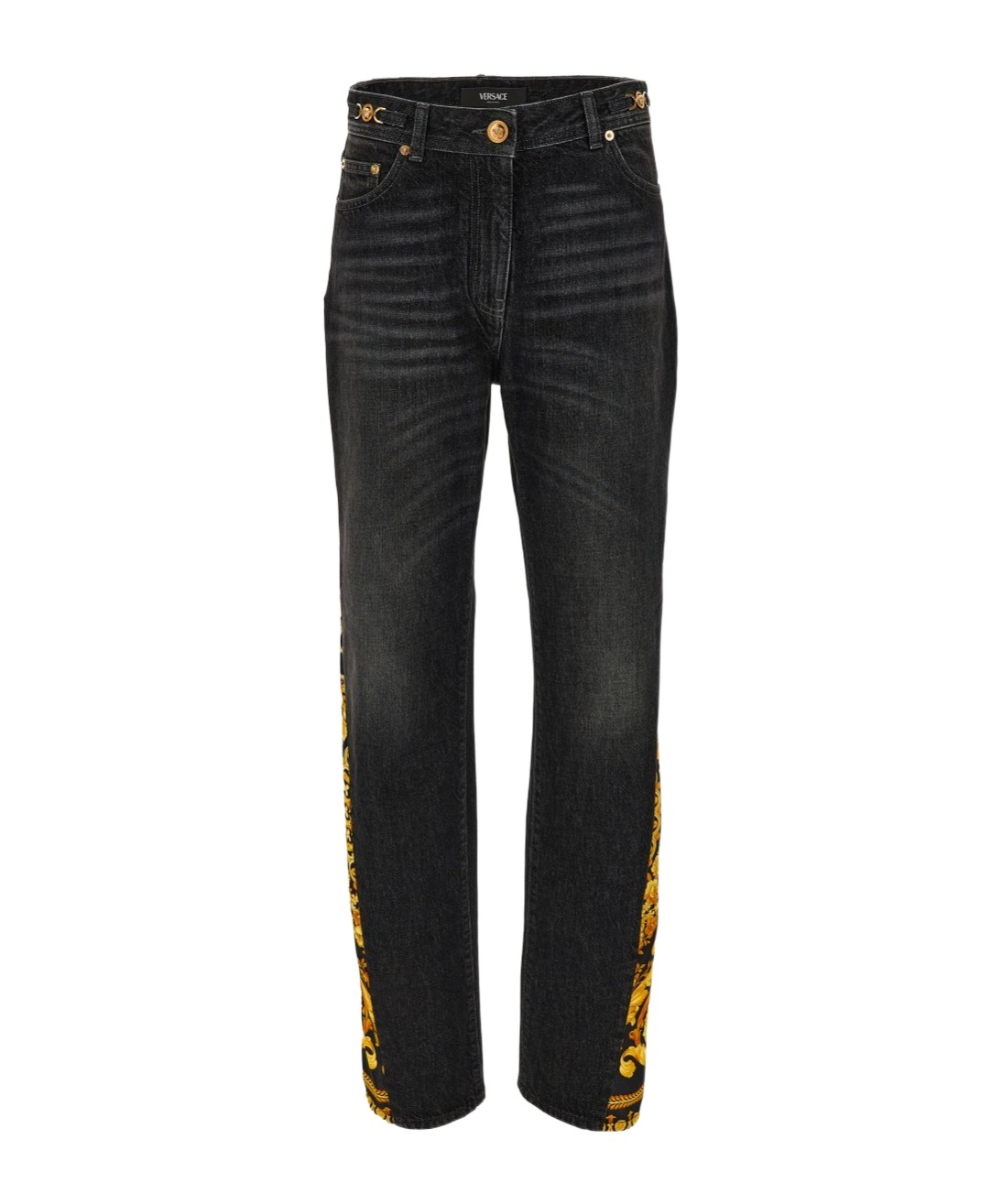 Versace Barocco-panel Jeans In Black
