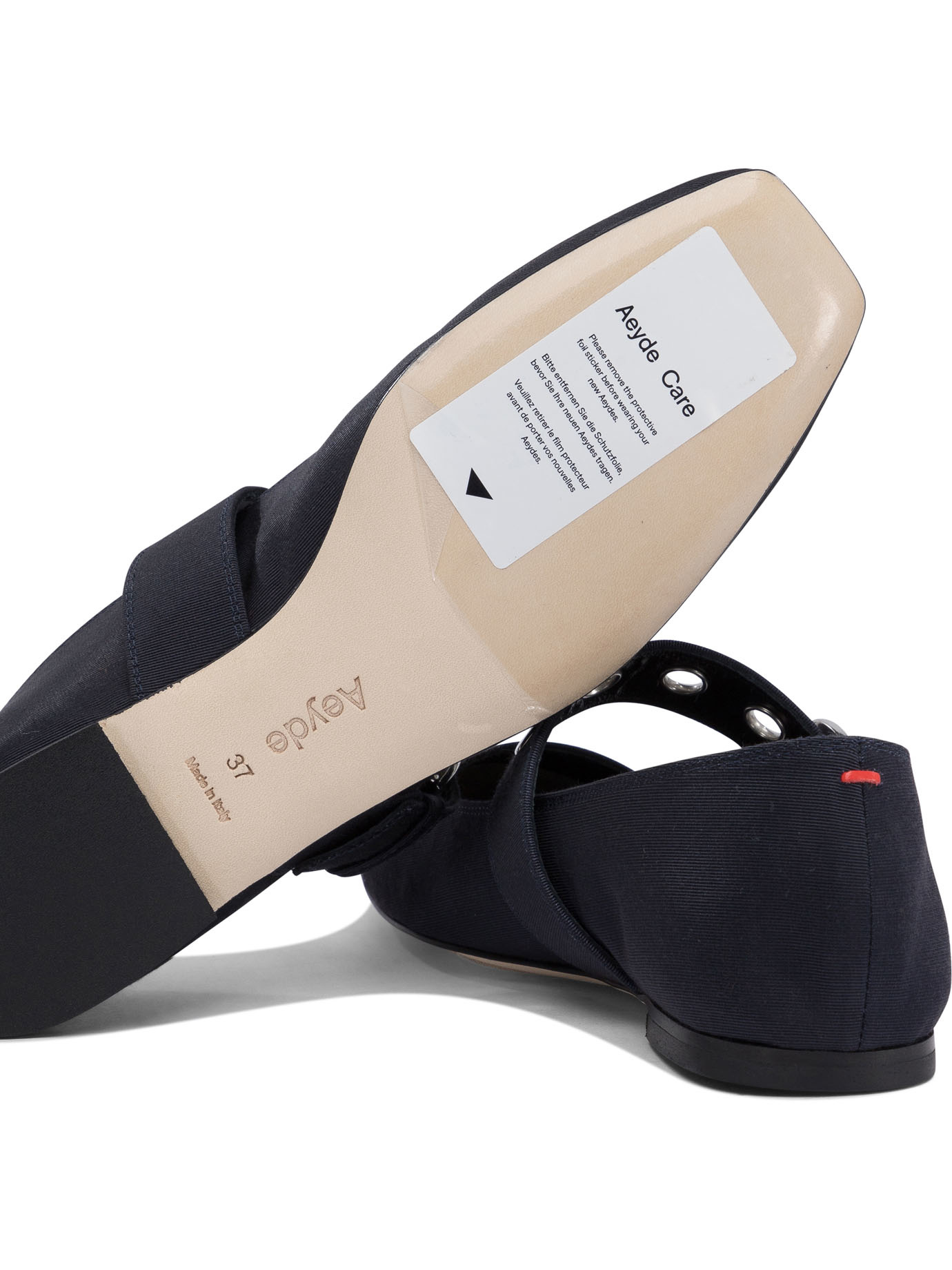 Aeyde Nappa Leather Flats With Circular Hardware Detail In Black