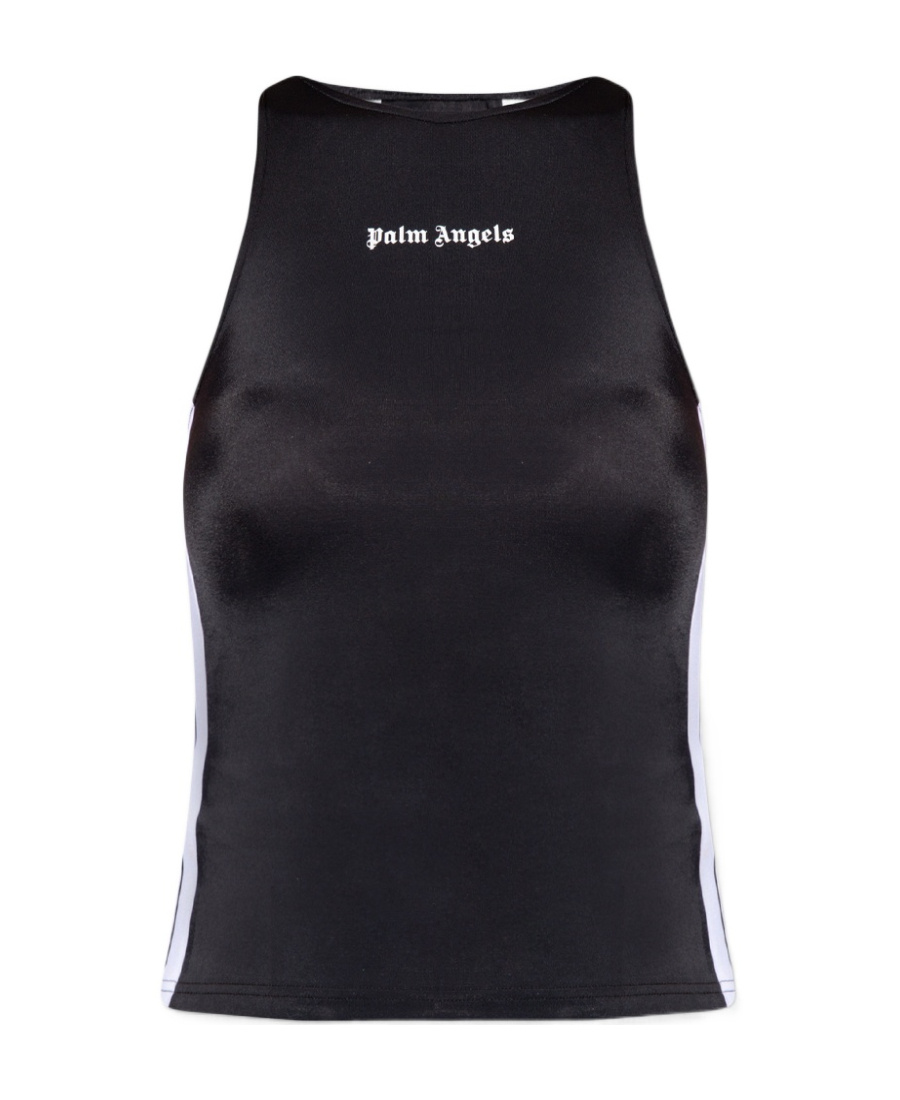 Palm Angels Logo-printed Track Tank Top In Black