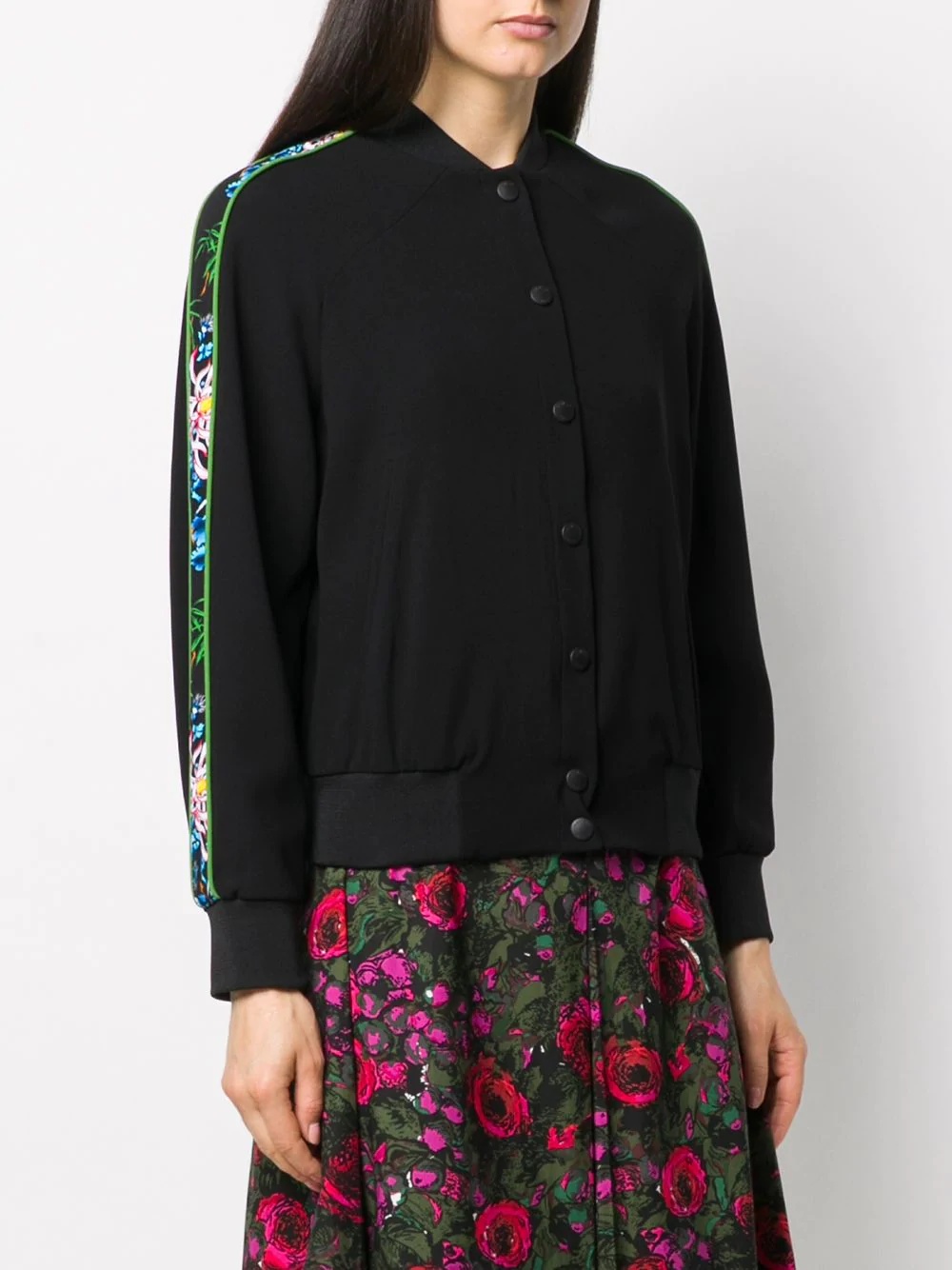 Kenzo Tiger Sea Lily Embroidered Bomber Jacket In Black