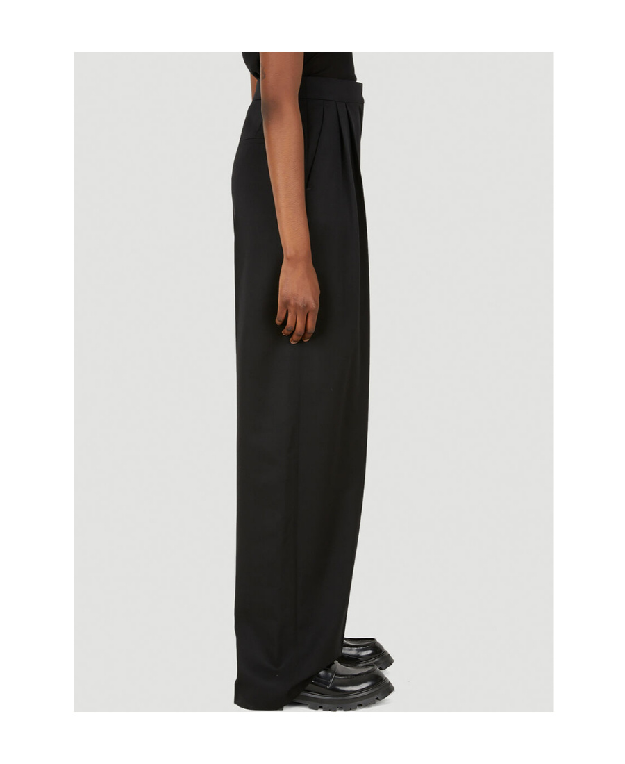 Alexander Mcqueen High-waisted Tailored Wool Trousers In Black