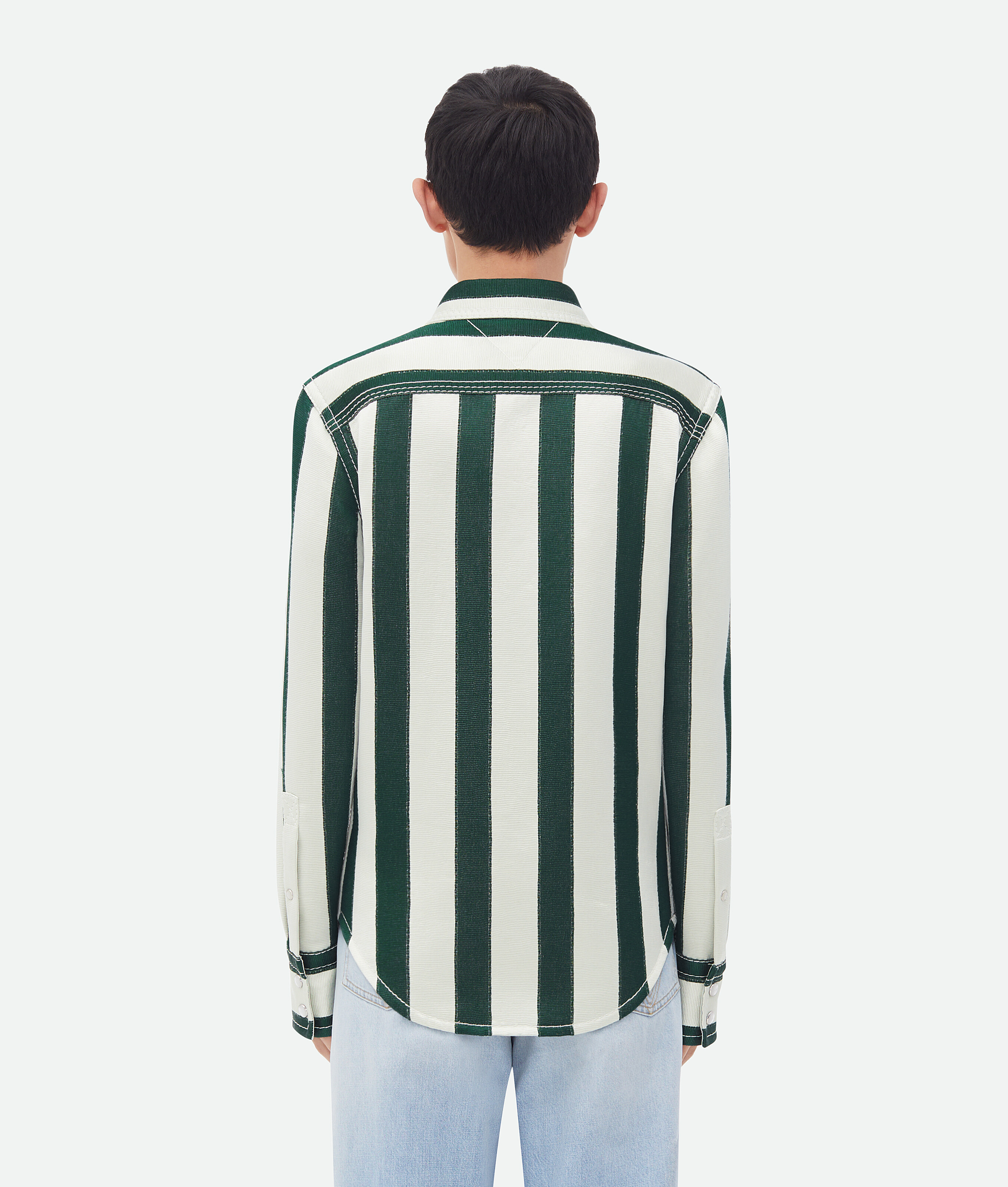 Bottega Veneta Long-sleeved Striped Shirt In White