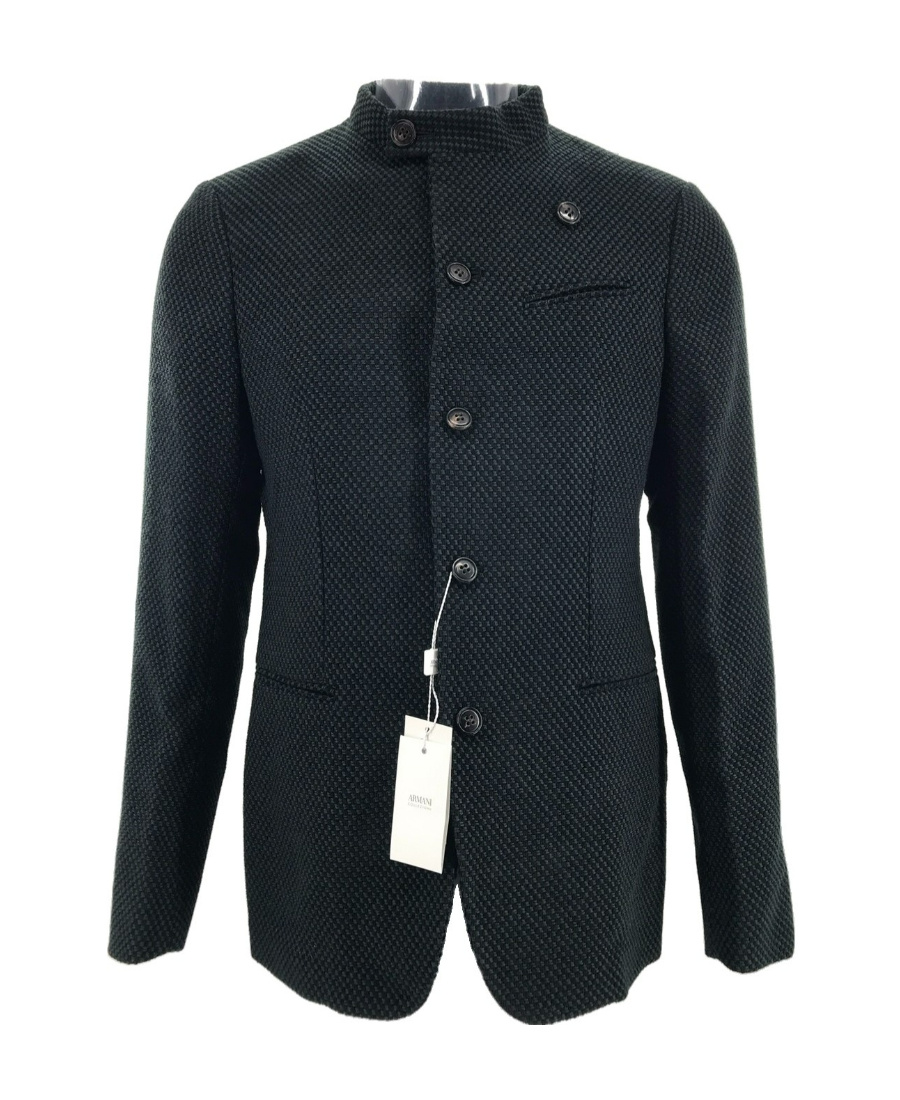 Armani Collezioni Long-sleeved Casual Jacket In Black